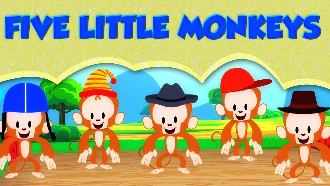 cinq petits singes sauter sur le lit rimes en français Nursery