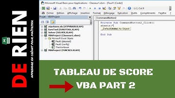 VBA Tableau de Score partie 2  premier code VBA les boutons | tutoriel excel - DE RIEN