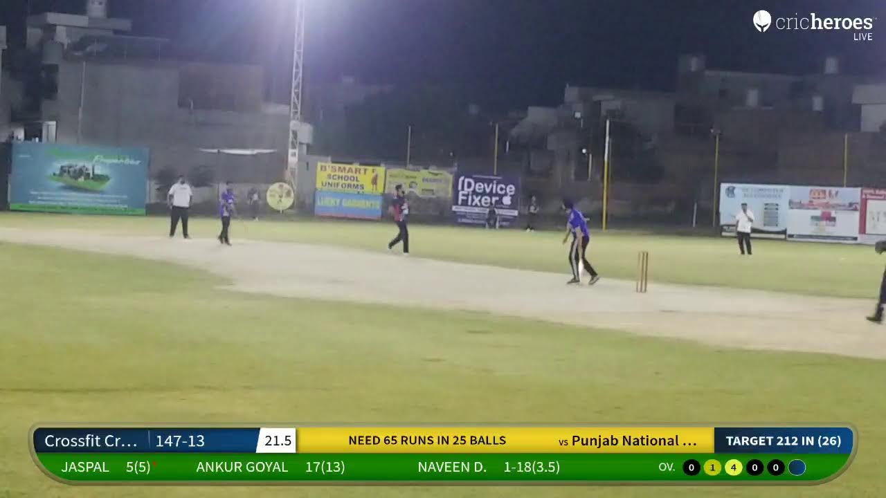 Live Cricket Match Punjab National Bank vs Crossfit Crossover 08-Jun-23 0634 PM 26 overs MANG