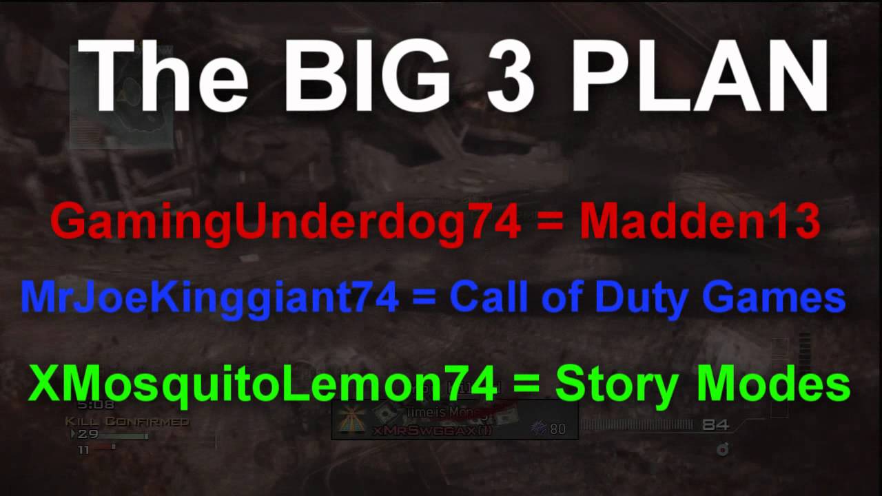 THe Big 3 Plan & Mrjoekinggiant74 Channel