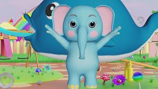 Elephant Color Slide Race 🐘🌈 | Wheels on the Bus Song | Fun 3D Kids Video