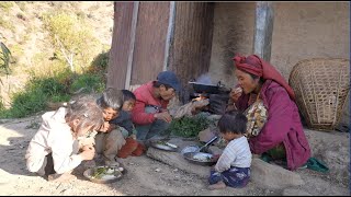 Nepali village || Cooking greens and meat vegetables in the village