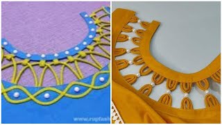 Dress Designing Ideas Using Loops and Dori Pipings - Loop Neck, Sleeves, Trousers Designs