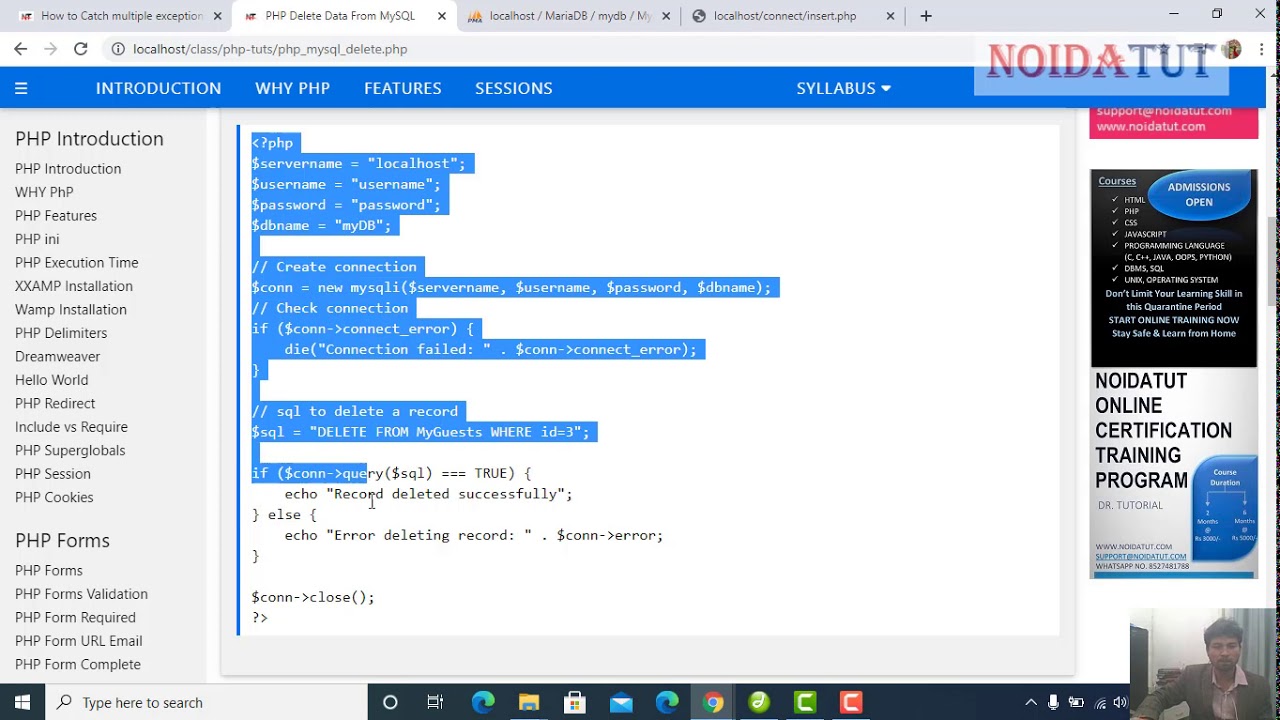 PHP Delete Data From MySQL - YouTube