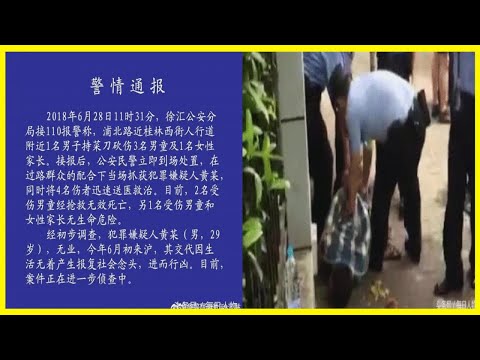 上海某小學附近男子報復社會砍死兩男童，路人和警察合力將其制服