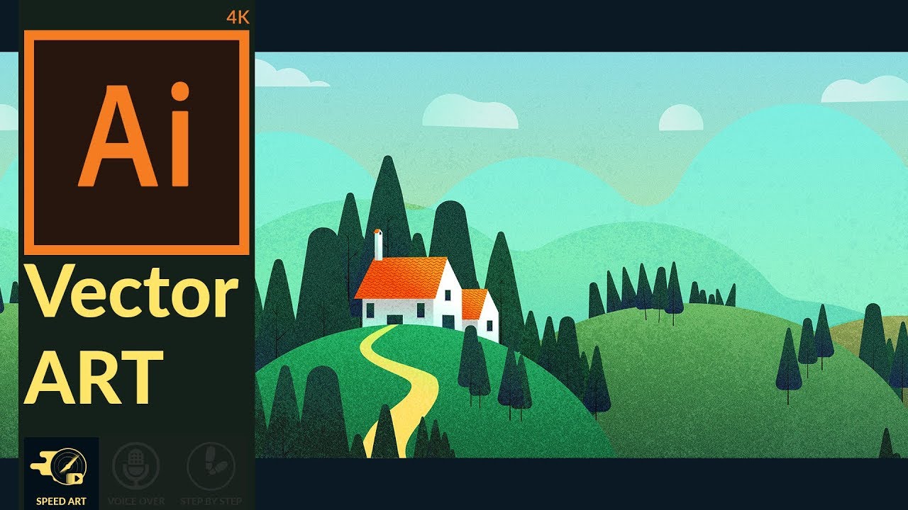 Freestyle illustration in Adobe Illustrator CC with grain effect encasement  | Speed ART