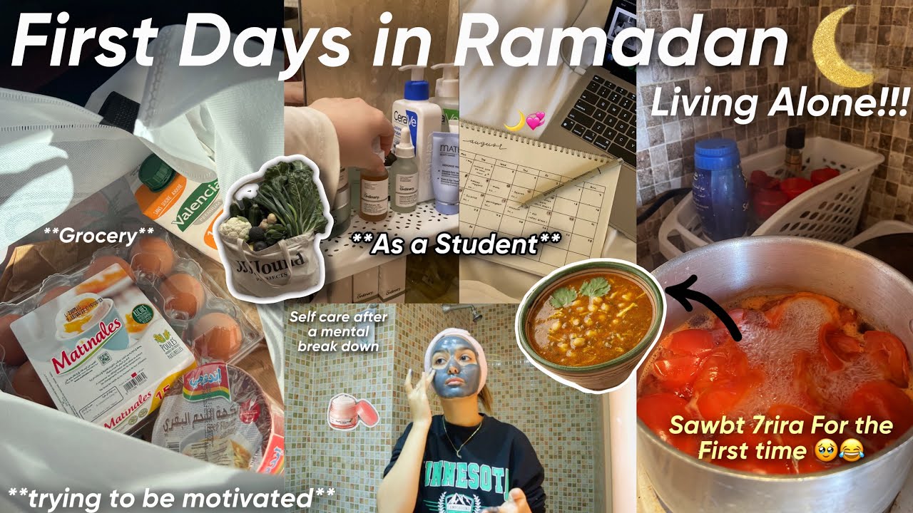 Ramadan LIVING ALONE..🌙💗|أول رمضان أندوزو بوحدي🥺(Sawbt l7rira!!🥘🥹,University day📚,Cooking✨..)