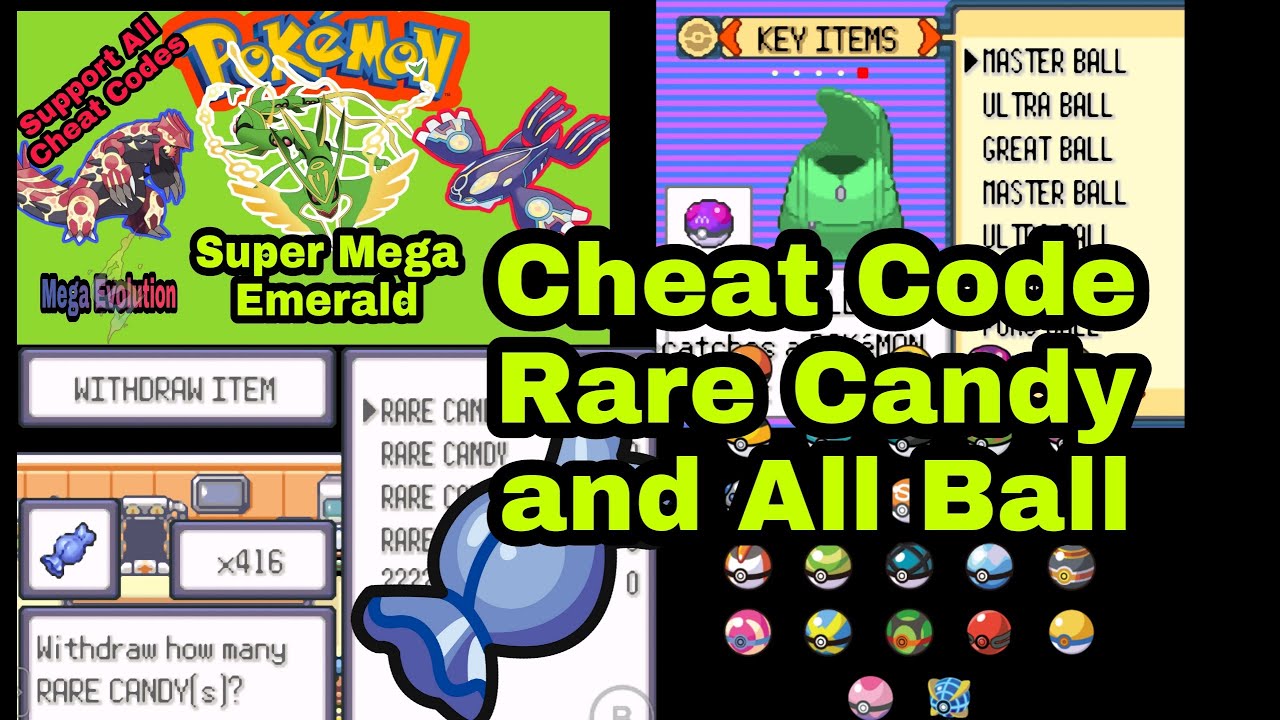 All Cheats Of Pokemon Super Mega Firered(megastones, 1€, masterball etc) 