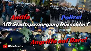 Attacks on Dare! AfD city walk Düsseldorf Matthias Helferich 10/26/26 Antifa counter-protests