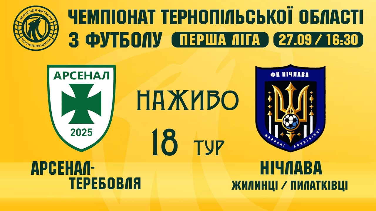 "Арсенал-Теребовля" - "Нічлава"  / Чемпіонат Тернопільщини з футболу / Вища ліга / Наживо