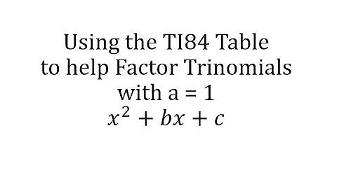 Using the TI84 Table to help Factor Trinomials with a = 1