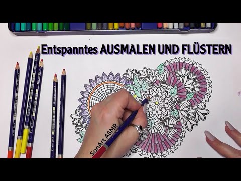 ASMR ENTSPANNTES AUSMALEN und FLÜSTERN mit Buntstiften (german/deutsch) über eine Stunde !