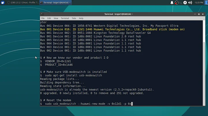 Fix Huawei usb modem not detected in ubuntu using usb modswitch