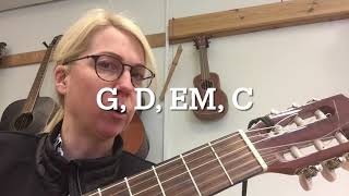 4-chord song gitarr tutorial G D Em C