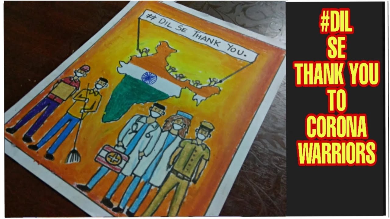 Coronavirus Poster Drawing with oil pastels | Dil Se Thank You To CORONA Warriors|Creativity Drawing