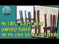 Snowy Owl on Fence painted in Watercolour timelapse - beginner art #watercolor #painting #snowyowl