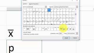 How to type x-bar & p-hat in Excel, Word for Statistics (Windows