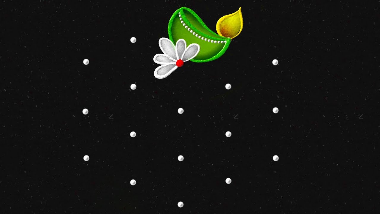 Vijayadashami muggulu 🌸 5 dots Easy Rangoli | saraswati pooja colour kolam  | Navratri Rangoli