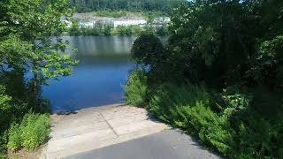 boat ramp on Shetucket river Taftville Ct. Drone view 4K