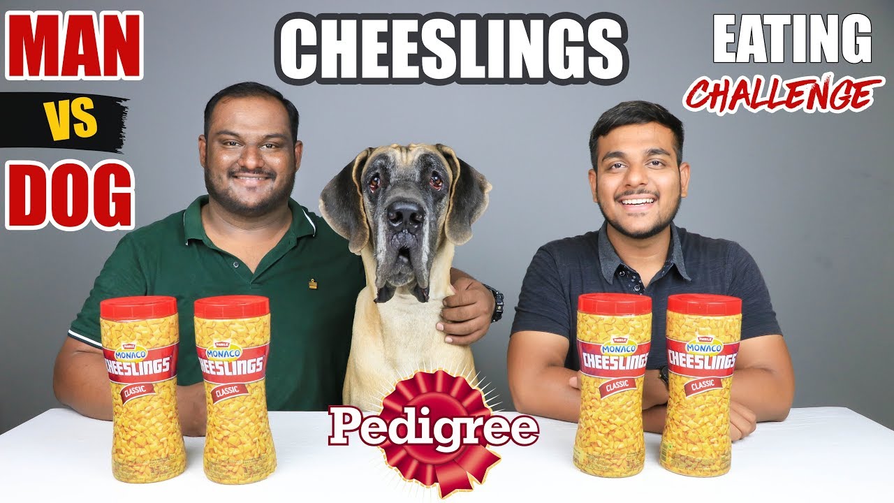MAN VS DOG CHEESELINGS EATING CHALLENGE | Cheese Biscuits Eating Competition | Food Challenge