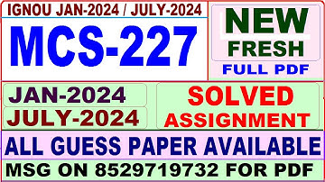MCS 227 solved assignment 2024 / mcs 227 solved assignment 2023-24 / mca new mcs 227 assignment 2024