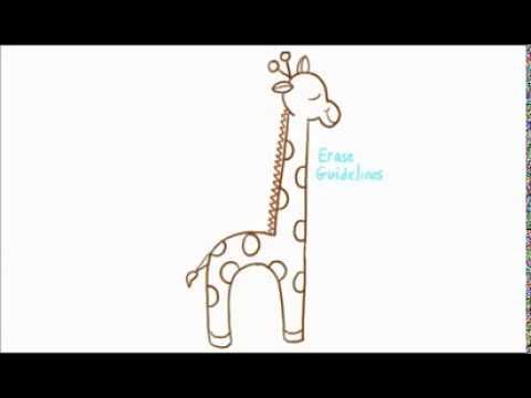 How To Draw A Cartoon Giraffe Using Simple Shapes 3 Of 5 Youtube