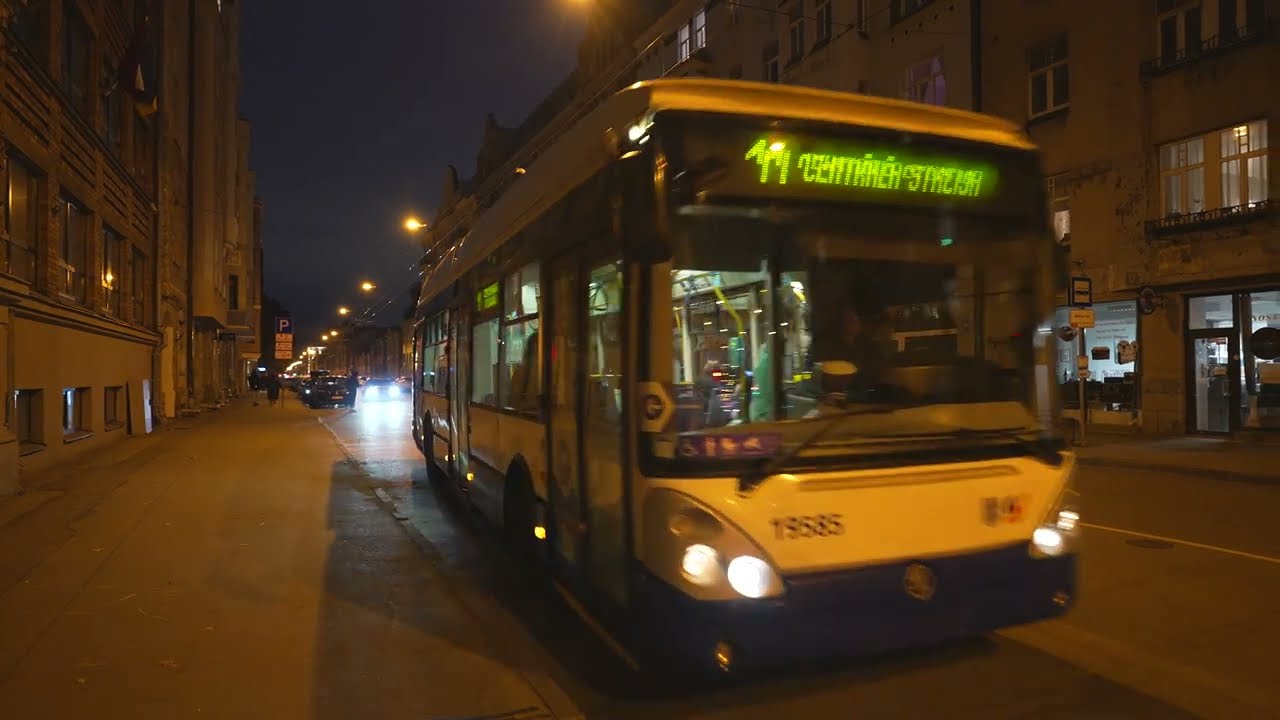 Latvia, Riga, trolleybus 11 ride from A. Čaka iela to Merķeļa iela