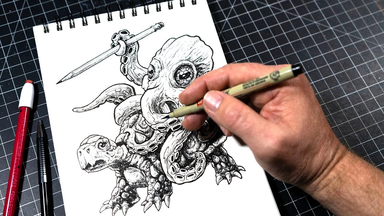 [ TURTLE & OCTOPUS ] New Drawing in the Sketchbook - YouTube
