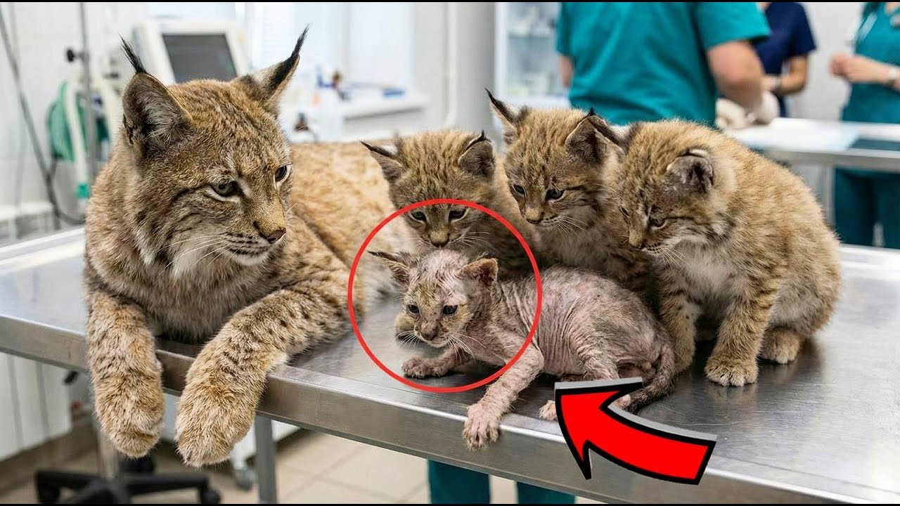 Мать-рысь пришла к людям с больным детёнышем. Реакция врачей — до СЛЁЗ!