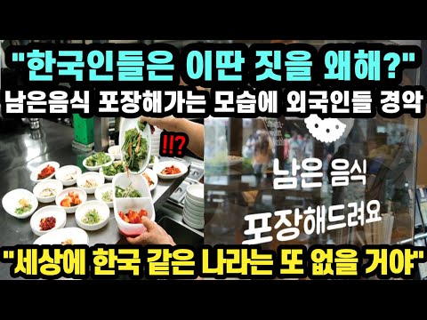 [해외반응] "한국인들은 이딴 짓을 왜 해?" 남은 음식 포장해가는 모습에 외국인들 경악 // "세상에 한국 같은 나라는 또 없을 거야"