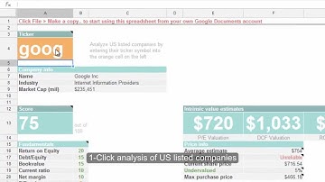 Calculate intrinsic value & analyze stocks with one click - Value Spreadsheet investment software