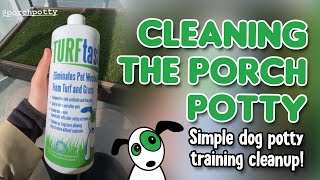 Cleaning the Porch Potty.  Simple dog potty training cleanup!