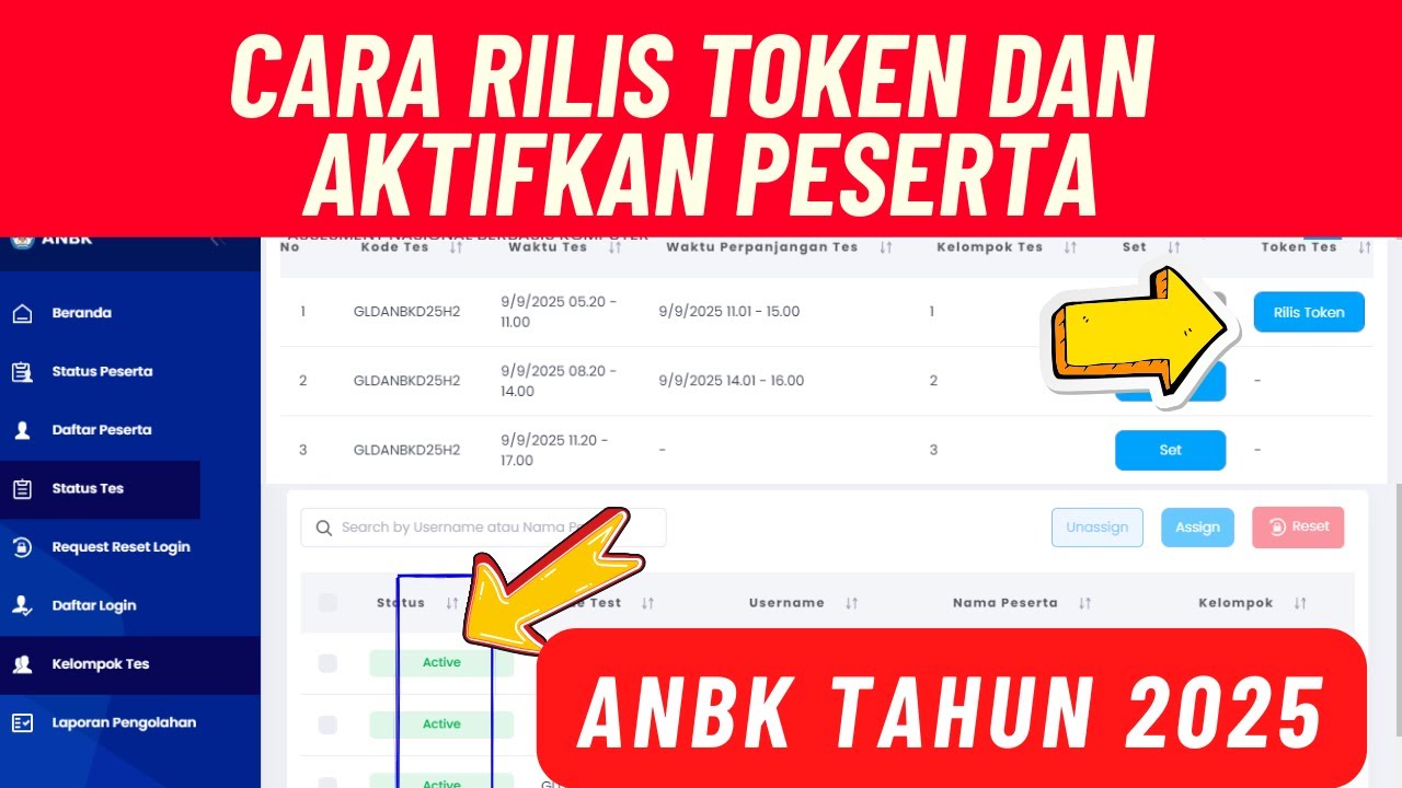 CARA RILIS TOKEN DAN CARA AKTIFKAN PESERTA ANBK SD TAHUN 2025