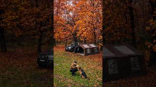 WE SET UP A TENT IN HEAVY RAIN ⛈️ I Wood Stove Comfort 🔥