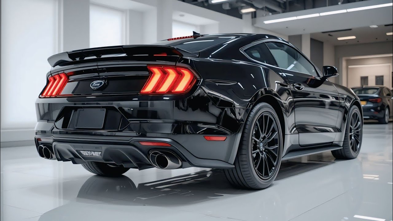 Ford Mustang Dark Brutal Muscle Car 2026 года в черном цвете | Кинематографическая презентация в ...