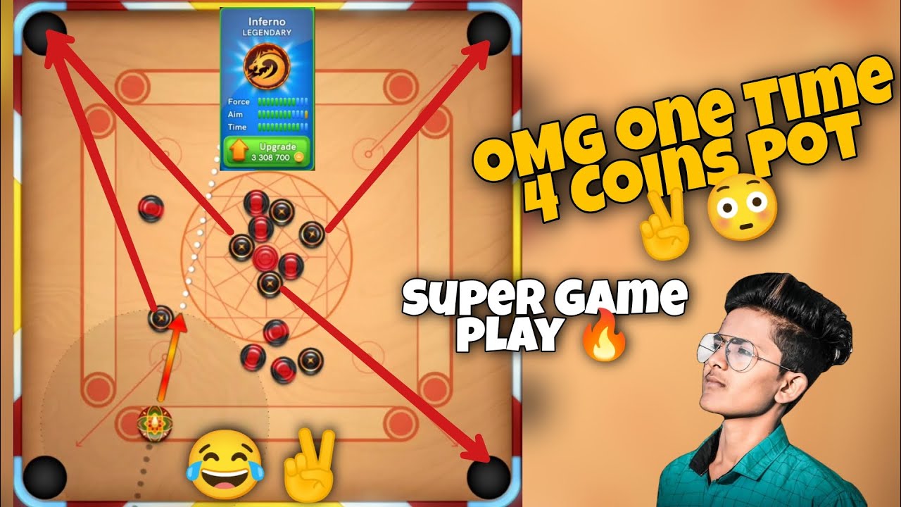 Carrom pool one Time 4 Coins Pot Omg😳😵 Carrom Pool
