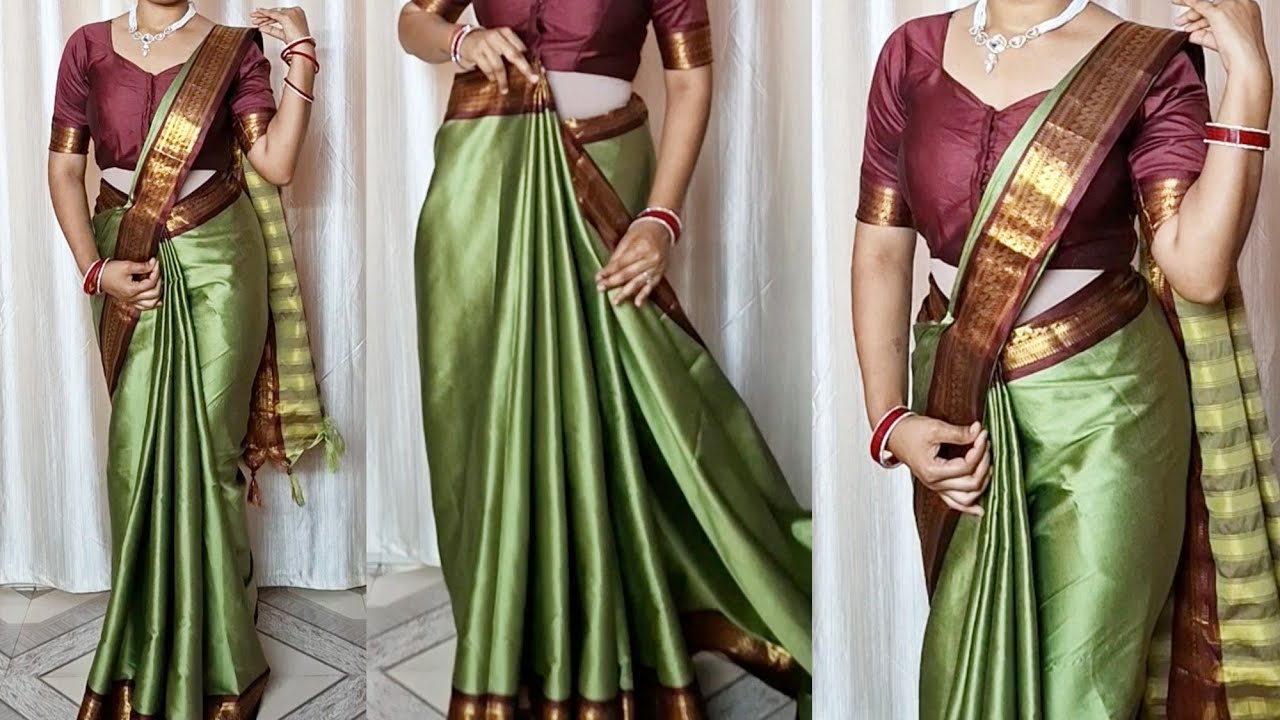Try This Elegant L Shape Pallu Saree Drape//How to Drape a Saree Perfectly For New Beginners 👌 