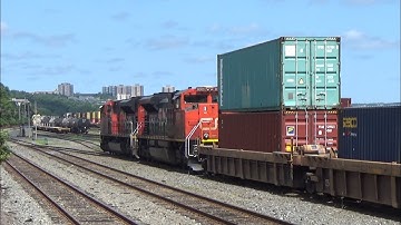 Two EMD SD70M-2s Work Local Train CN 521 Switching Intermodal Cars at Pace Yard - Halifax, NS