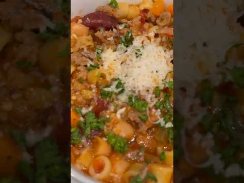 Easiest Pasta Fagioli Recipe #pastafagioli #souprecipe #shorts #italianfood