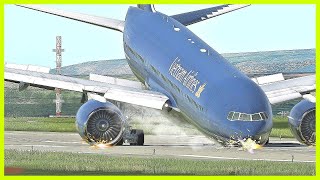 B777 Vietnam Airlines Front Wheel Jam Emergency Landing, Airplane Crashes