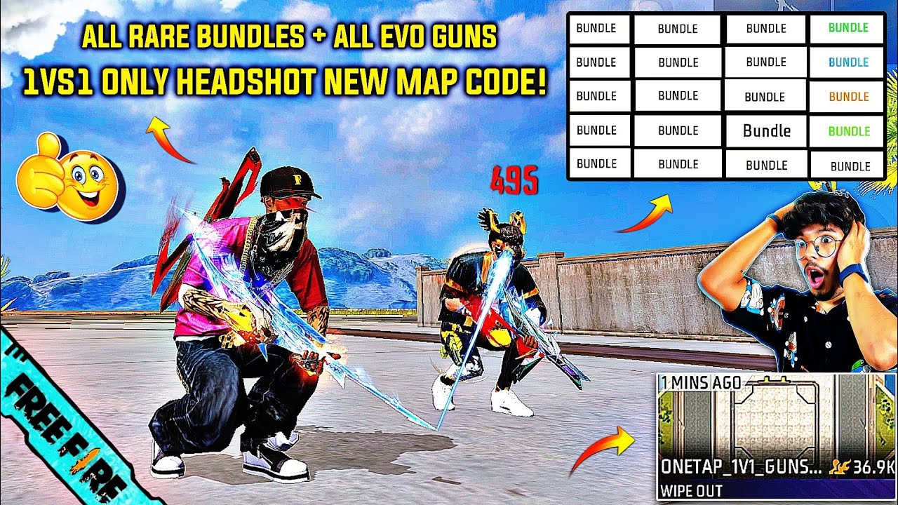 First Gun Rarest Bundle 1 Vs 1 Only Headshot Craftland Map Code 😍 | All Evo Gun Skins + All ...
