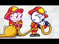 Pencilmate & Pencilmiss 🔥 BURNING MAN 🔥 FIRE COMPILATION 💥 Cartoons 2020 | Animation | Pencilmation