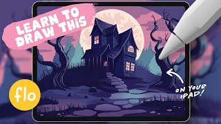 You Can Draw This Haunted House in PROCREATE  Step by Step Procreate Halloween Tutorial