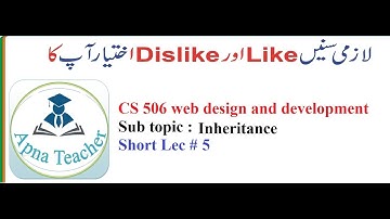 CS 506 Short lecture 5 | Inheritance in OOP | Urdu Hindi