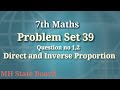 7th maths practice set 39  question no 1 2  direct and inverse proportion