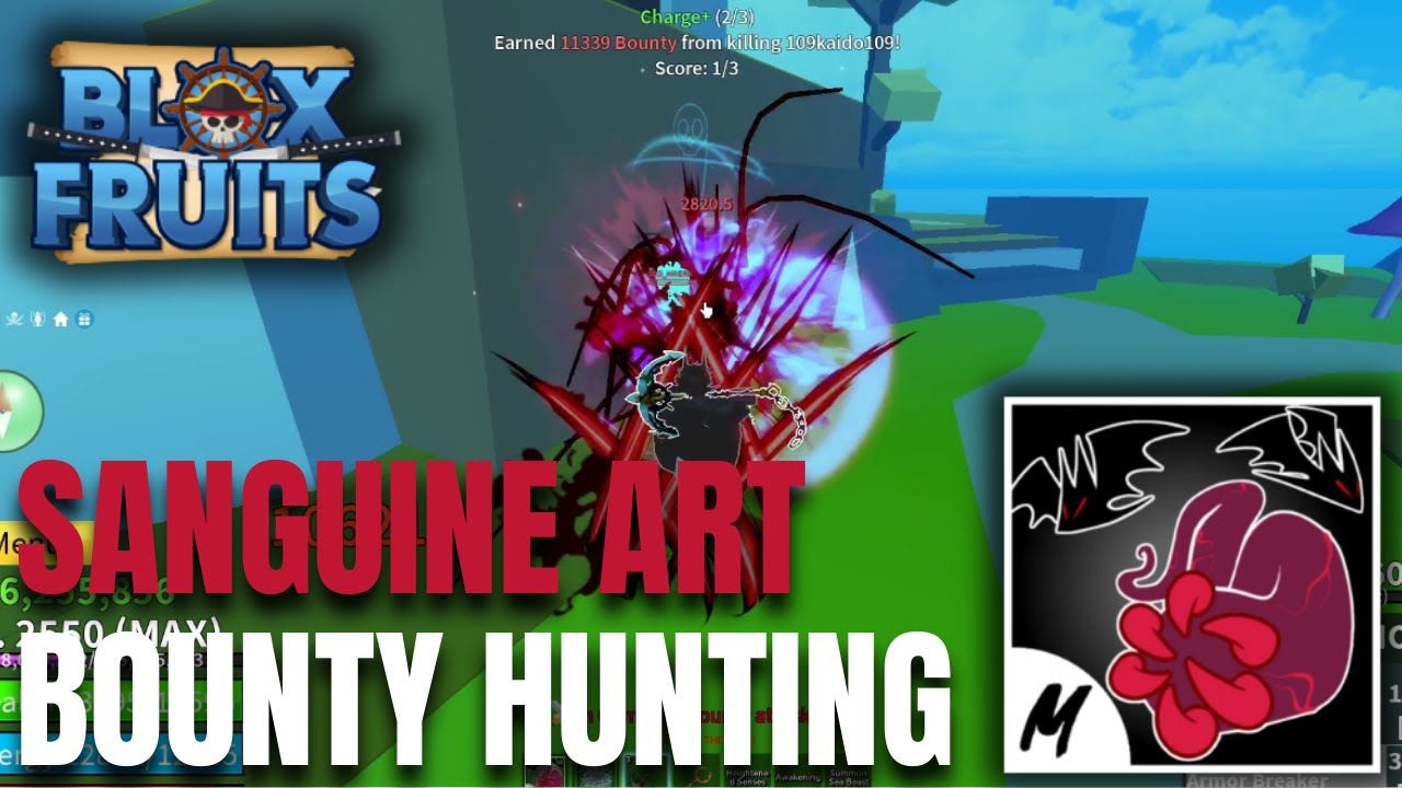 Sanguine Art + Rengoku v2 Rework Epic Bounty Hunting Montage, Blox Fruits  Update 20