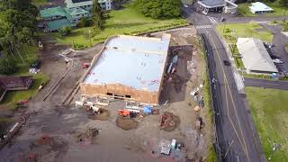 Keaau Longs Drugs construction in 5 stages orbit drone view