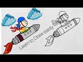 Draw a Cartoon flying with Rocket 🚀 || Cartoon drawing easy step by step ||. How to draw