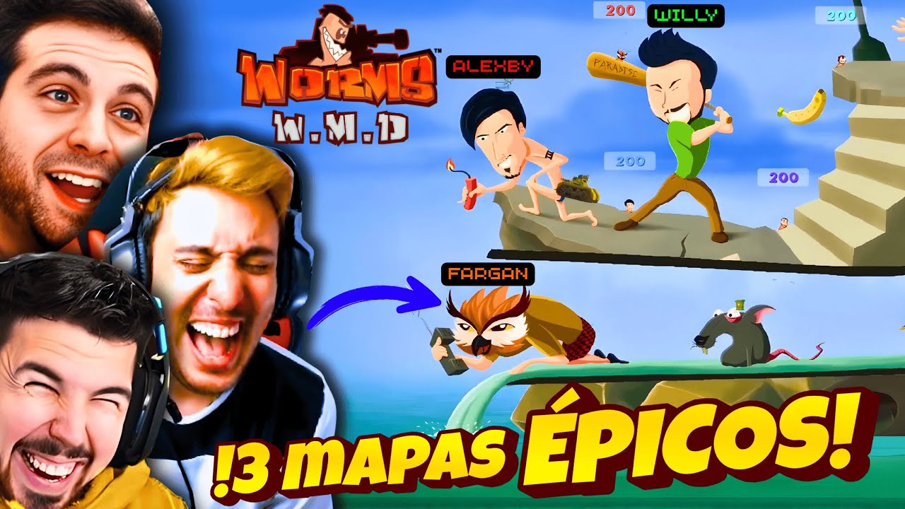 3 MAPAS ÉPICOS y JUGADAS ÉPICAS en WORMS con AMIGOS! 😂