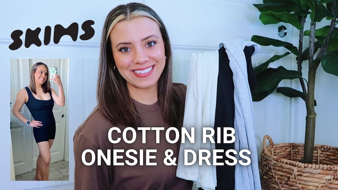 SKIMS TRY-ON HAUL & REVIEW  Cotton Rib Onesie & Tank Dress 